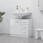 vidaXL Wastafelkast 63x30x54 cm bewerkt hout hoogglans wit, Huis en Inrichting, Verzenden, Nieuw, Minder dan 100 cm