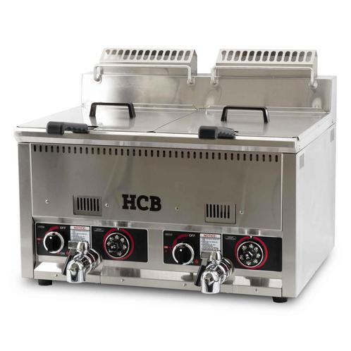 HCB Dubbele friteuse - 2 x 21 liter - propaan - RVS, Zakelijke goederen, Horeca | Keukenapparatuur, Nieuw in verpakking, Fornuis, Frituur en Grillen