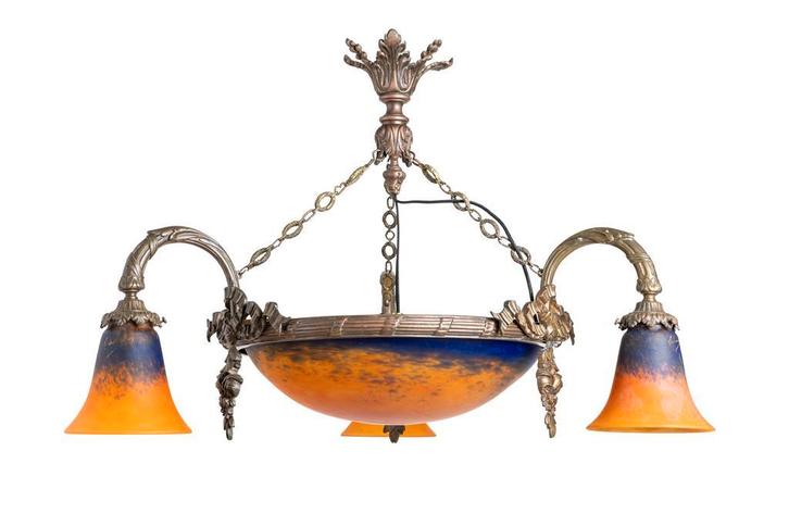 Schneider hanglamp – Frankrijk, ca. 1918–1922, Antiek en Kunst, Antiek | Lampen, Ophalen of Verzenden