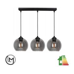 Hanglamp Industrieel 3-Lamps Rechte Montageplaat Smoke Bol