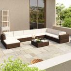 vidaXL 8-delige Loungeset met kussens poly rattan bruin, Tuin en Terras, Verzenden, Nieuw, Rotan, Loungeset