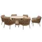 Hampton Biarritz low dining tuinset 160xH69 cm rond 7 delig, Ophalen of Verzenden, Nieuw