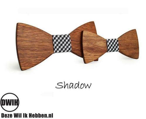 Houten strik Vader & Zoon: Shadow, Kleding | Heren, Stropdassen, Verzenden