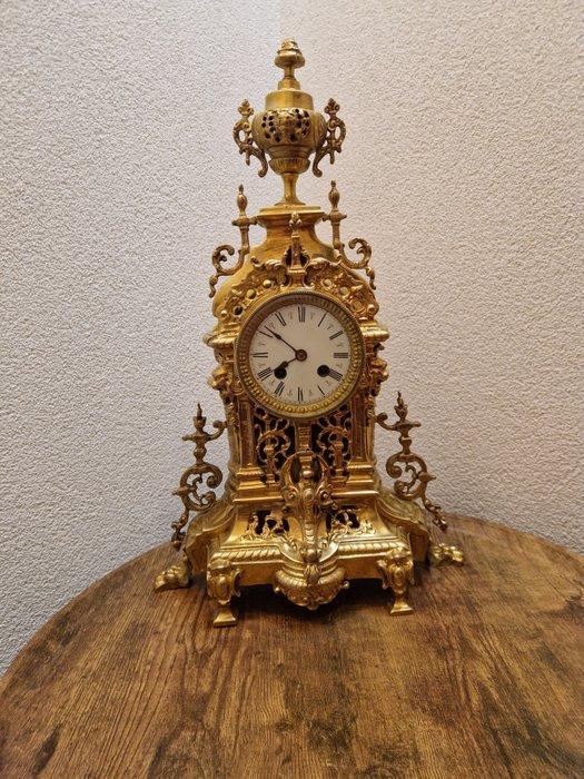 Pendule - Brons, Verchroomd - 1850-1900, Antiek en Kunst, Antiek | Klokken