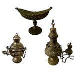 Wierookvat (3) - Messing, Metaal - Twee wierookvatten en