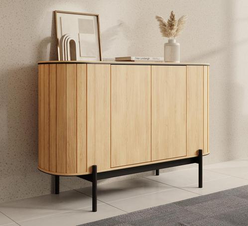 Meubella | Dressoir eiken 124cm | Kast 2 deuren, Huis en Inrichting, Kasten | Dressoirs, 25 tot 50 cm, Nieuw, 100 tot 150 cm, Verzenden