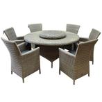 Capri Riccione dining tuinset 150 cm rond 8-delig grijs, Tuin en Terras, Tuinsets en Loungesets, Ophalen of Verzenden, Nieuw, Wicker