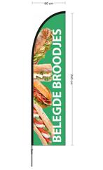 Beachvlag Belegde broodjes ontwerp 1 doek 60x240cm, hoogte, Diversen, Vlaggen en Wimpels, Nieuw