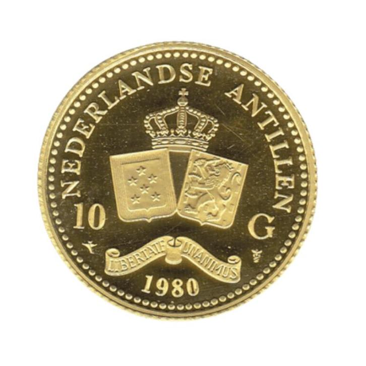 Gouden munt 10 Gulden Nederlandse Antillen (1980), Postzegels en Munten, Edelmetalen en Baren, Verzenden