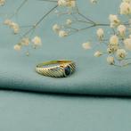 Gouden ring met saffier (gouden rijring, edelstenen), Gebruikt, Overige kleuren, Ophalen of Verzenden, 17 tot 18