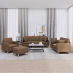 vidaXL 4-delige Loungeset met kussens stof bruin, Huis en Inrichting, Verzenden, Nieuw, Vierpersoons of meer, Stof