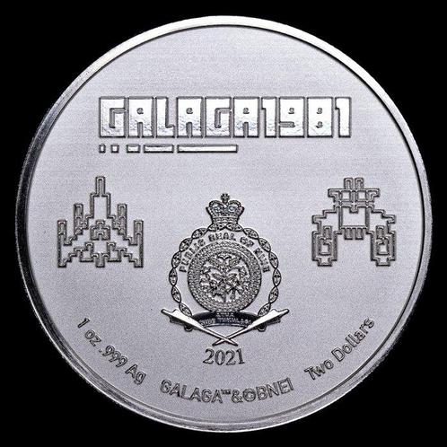 Niue. 2 Dollars 2021 Galaga - 40 Aniversario, 1 Oz (.999), Postzegels en Munten, Munten | Europa | Niet-Euromunten