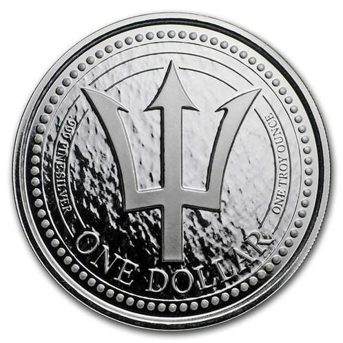 Barbados Trident 1 oz 2018 (30.000 oplage), Postzegels en Munten, Munten | Amerika, Midden-Amerika, Losse munt, Zilver, Verzenden