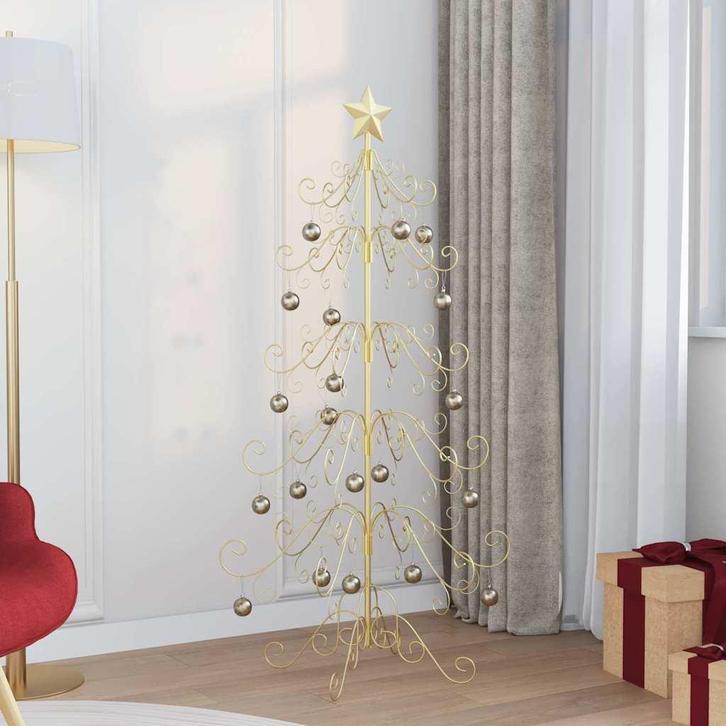 vidaXL Metalen kerstboom met standaard Goud 150 cm, Diversen, Kerst, Nieuw, Verzenden