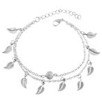 Fako Bijoux® - Enkelbandje - Blaadjes - Zilverkleurig, Sieraden, Tassen en Uiterlijk, Enkelbandjes en Enkelkettinkjes, Verzenden