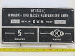 EisenbahnSchild Deutsche Waggon und Maschinenfabriken GMB..., Ophalen of Verzenden, Nieuw, Overige typen