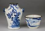 Vaas en coupe van Chinees porselein - Porselein, Blanc et