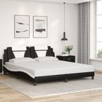 vidaXL Bedframe met hoofdbord kunstleer zwart en wit 180x200, Overige materialen, Eenpersoons, Verzenden, Zwart