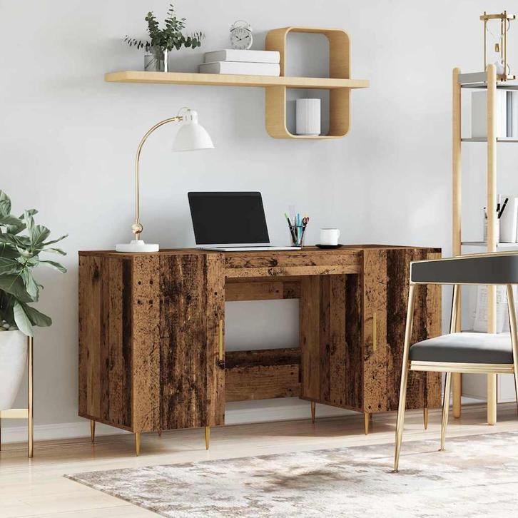 vidaXL Bureau met plank met opslag met de deur Oud hout, Huis en Inrichting, Bureaus, Nieuw, Verzenden