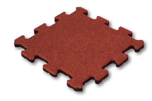 Rubber tegel 25 mm - 50 x 50 cm - Rood - Puzzelsysteem -, Tuin en Terras, Tegels en Klinkers, Verzenden