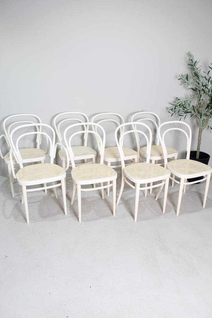 8x vintage design Thonet stoelen webbing, Huis en Inrichting, Stoelen, Vijf, Zes of meer stoelen, Zo goed als nieuw, Hout, Riet of Rotan