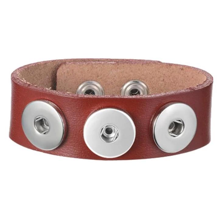 Fako Bijoux - Armband Voor Click Buttons - Leder Trio -, Sieraden, Tassen en Uiterlijk, Armbanden, Verzenden