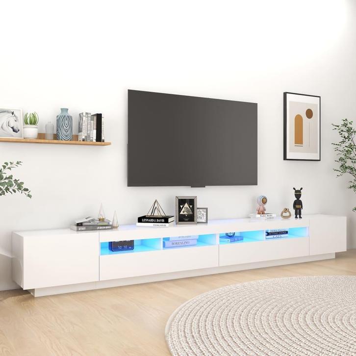 vidaXL Tv-meubel met LED-verlichting 300x35x40 cm wit, Huis en Inrichting, Kasten | Televisiemeubels, 25 tot 50 cm, Nieuw, Overige houtsoorten