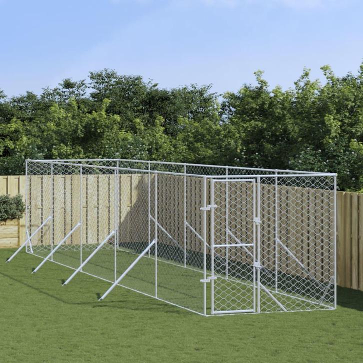 vidaXL Hondenkennel voor buiten 2x10x2 m gegalvaniseerd, Dieren en Toebehoren, Honden-accessoires, Nieuw, Verzenden