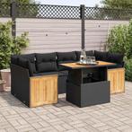 vidaXL 7-delige Loungeset met kussens poly rattan acacia, Verzenden, Nieuw, Rotan, Loungeset