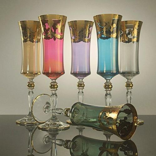 SECOLOVENTESIMO - Champagne fluitje (6) - Genade Goud, Antiek en Kunst, Antiek | Meubels | Tafels