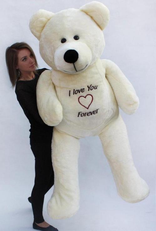 Teddybeer XXL - 180 cm - Love you forever wit, Kinderen en Baby's, Speelgoed | Knuffels en Pluche, Nieuw, Ophalen of Verzenden