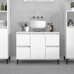 vidaXL Wastafelkast 80x33x60 cm bewerkt hout hoogglans wit, Huis en Inrichting, Verzenden, Nieuw