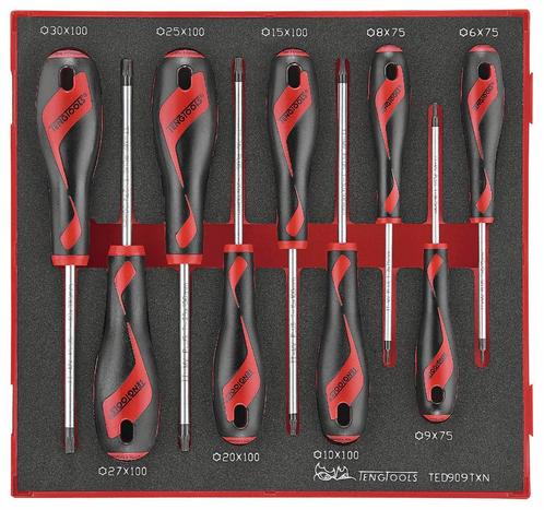 Schroevendraaierset Tx Foam2 tray 9 delig Teng Tools, Doe-het-zelf en Verbouw, Gereedschap | Handgereedschap, Ophalen of Verzenden