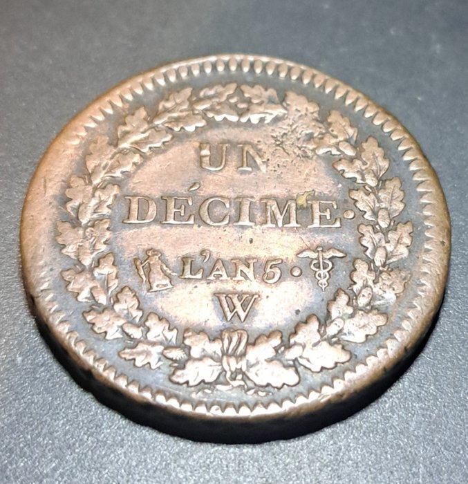 Frankrijk. 1 Décime An 5-W Dupré (Zonder Minimumprijs), Postzegels en Munten, Munten | Europa | Euromunten