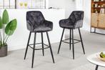 Design barkruk MILANO grijs fluwelen barstoel met, Ophalen of Verzenden, Nieuw