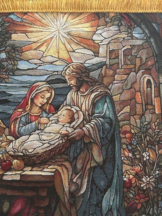 San Leucio Zeldzaam kersttafereel tapijt met gouden franjes, Diversen, Kerst