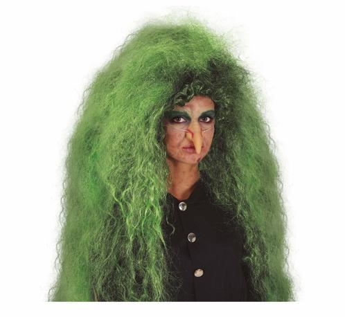 Zwart Groene Pruik Lang Haar, Hobby en Vrije tijd, Feestartikelen, Nieuw, Verzenden