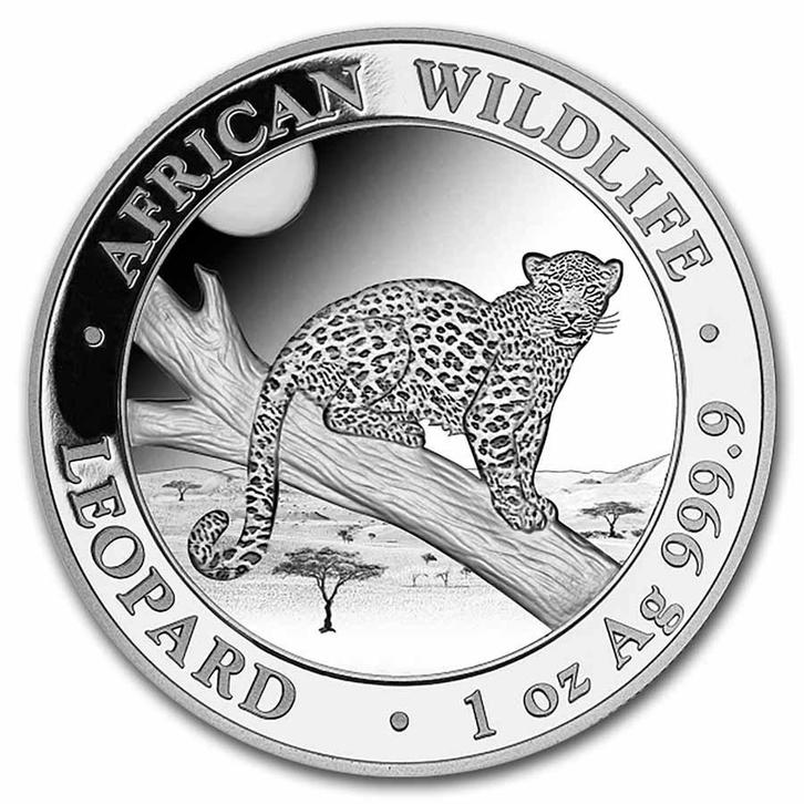 Somalia Leopard 1 oz 2021 (30.000 oplage), Postzegels en Munten, Munten | Afrika, Losse munt, Zilver, Overige landen, Verzenden