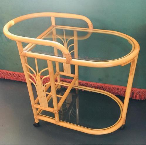 Vintage bamboe trolley, Huis en Inrichting, Tafels | Bijzettafels