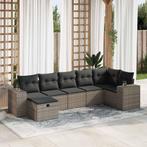 vidaXL 7-delige Loungeset met kussens poly rattan grijs, Tuin en Terras, Tuinsets en Loungesets, Nieuw, Loungeset, 7 zitplaatsen