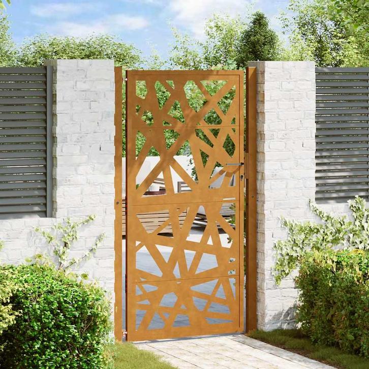vidaXL Poort met lichtontwerp 100x175 cm weervast staal, Tuin en Terras, Tuinpoorten, Nieuw, Verzenden