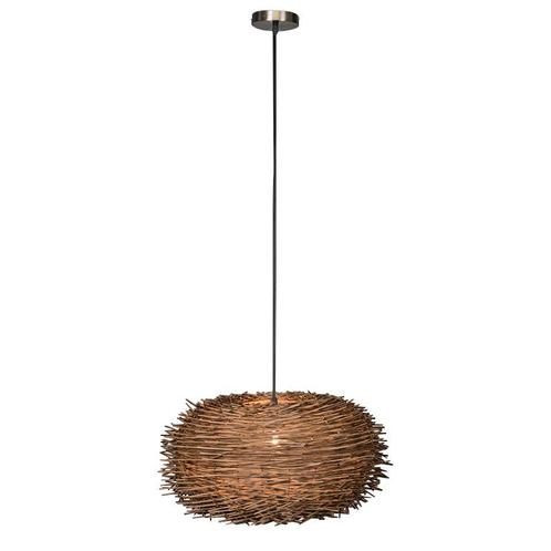 Landelijke hanglamp bruin rotan - Hatch 45, Huis en Inrichting, Lampen | Hanglampen, Nieuw, Overige materialen, 75 cm of meer