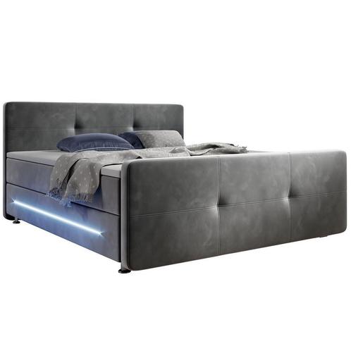 Boxspringbed Houston - 180 x 200 cm - Grijs, Huis en Inrichting, Slaapkamer | Bedden, 180 cm, 200 cm, Grijs, Tweepersoons, Nieuw