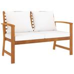 vidaXL Tuinbank 120 cm en crèmekleurig kussen acaciahout, Verzenden, Nieuw, Hout