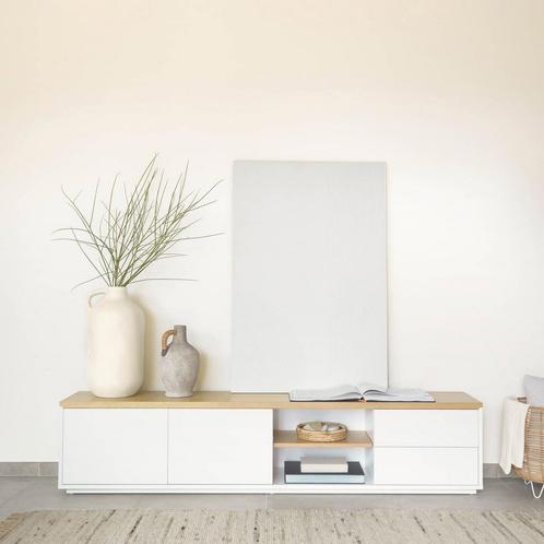 Kave Home TV-meubel Abilen Eiken, 200 x 44cm, kleur Wit, Huis en Inrichting, Kasten | Televisiemeubels, Nieuw, Verzenden