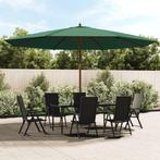 vidaXL Parasol met houten paal 400x273 cm groen, Verzenden, Nieuw, Meer dan 4 meter