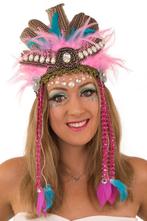 Verentooi Roze Blauw Veren Tooi Hoofdtooi Indianentooi Fazan, Nieuw, Carnaval, Ophalen of Verzenden
