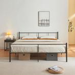 Metalen bed Laos met bedbodem en matras zwart 180x200 cm, Verzenden, Nieuw