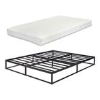 Metalen bedframe 140x200 cm met bedbodem en matras zwart [en, Huis en Inrichting, Slaapkamer | Bedden, Verzenden, Nieuw