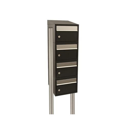Brievenbusunit Brickset met statief 4-hoog met dak - zwart, Tuin en Terras, Brievenbussen, Nieuw, Verzenden
